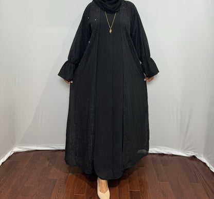 Beaded Glitter Abaya Set