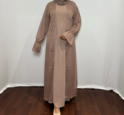 Beaded Glitter Abaya Set